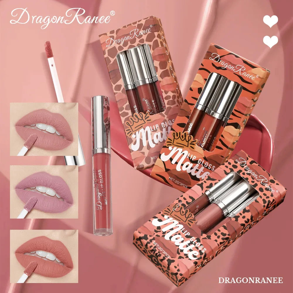 Dragon Ranee 3-Pack Matte Liquid Lipstick Set | Long-Lasting Liquid Lipstick Set QXL