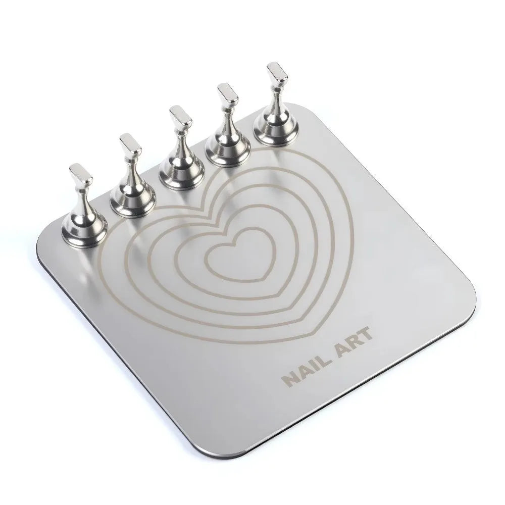 Heart 2-in-1 Nail Holder & Mixing Palette | Alloy Nail Stand Nail Art Stand QXL