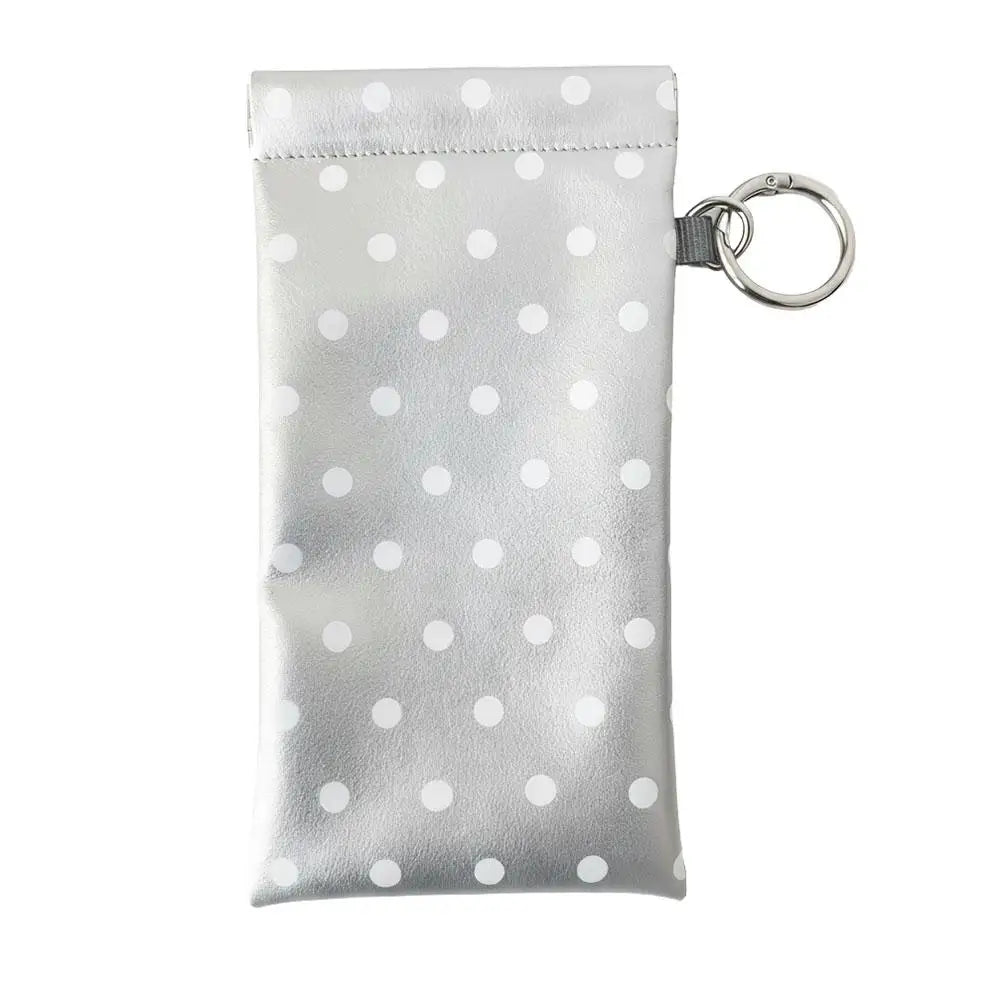 Polka Dot Glasses Pouch with Keychain | Scratch-Resistant Case Eyeglass Pouch Case QXL Silvery