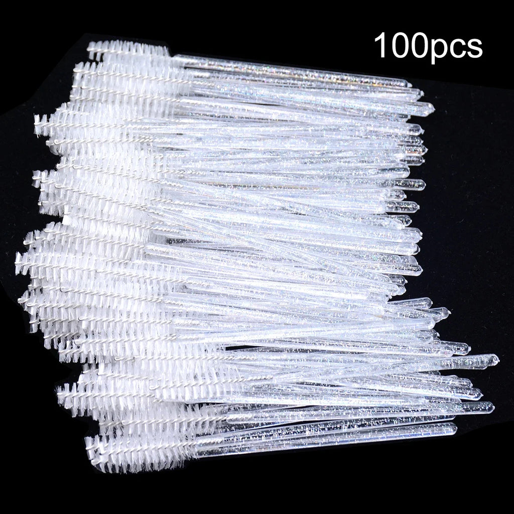 100-Pack Disposable Eyelash Spoolies & Mascara Wand Brushes Disposable Lash Spoolies QXL