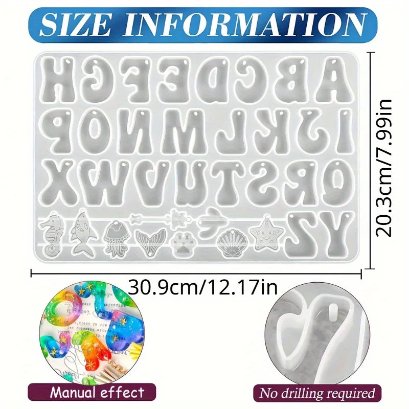 Silicone Alphabet Resin Casting Molds – DIY Jewelry & Keychain Resin Casting Mold QXL
