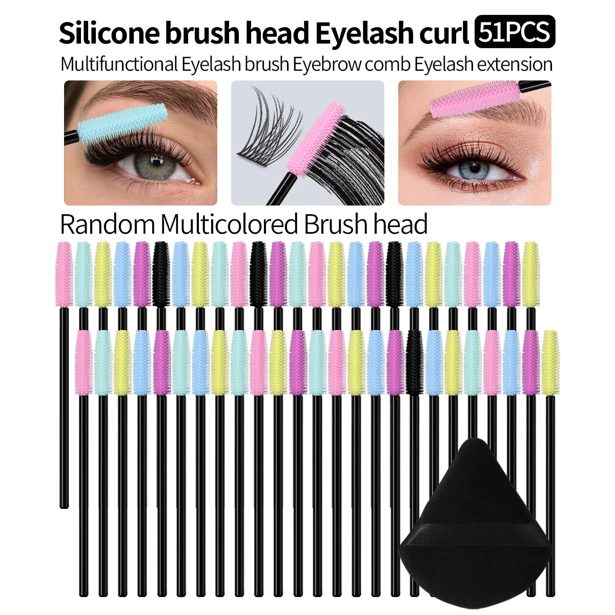 51-Pc Disposable Silicone Mascara Wands & Lash Brush Set Disposable Mascara Wands QXL MULTI Silicone