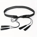 Bohemian Lace Tassel Waist Belt for Women | Faux Suede Tie Tassel Waist Belt QXL Black