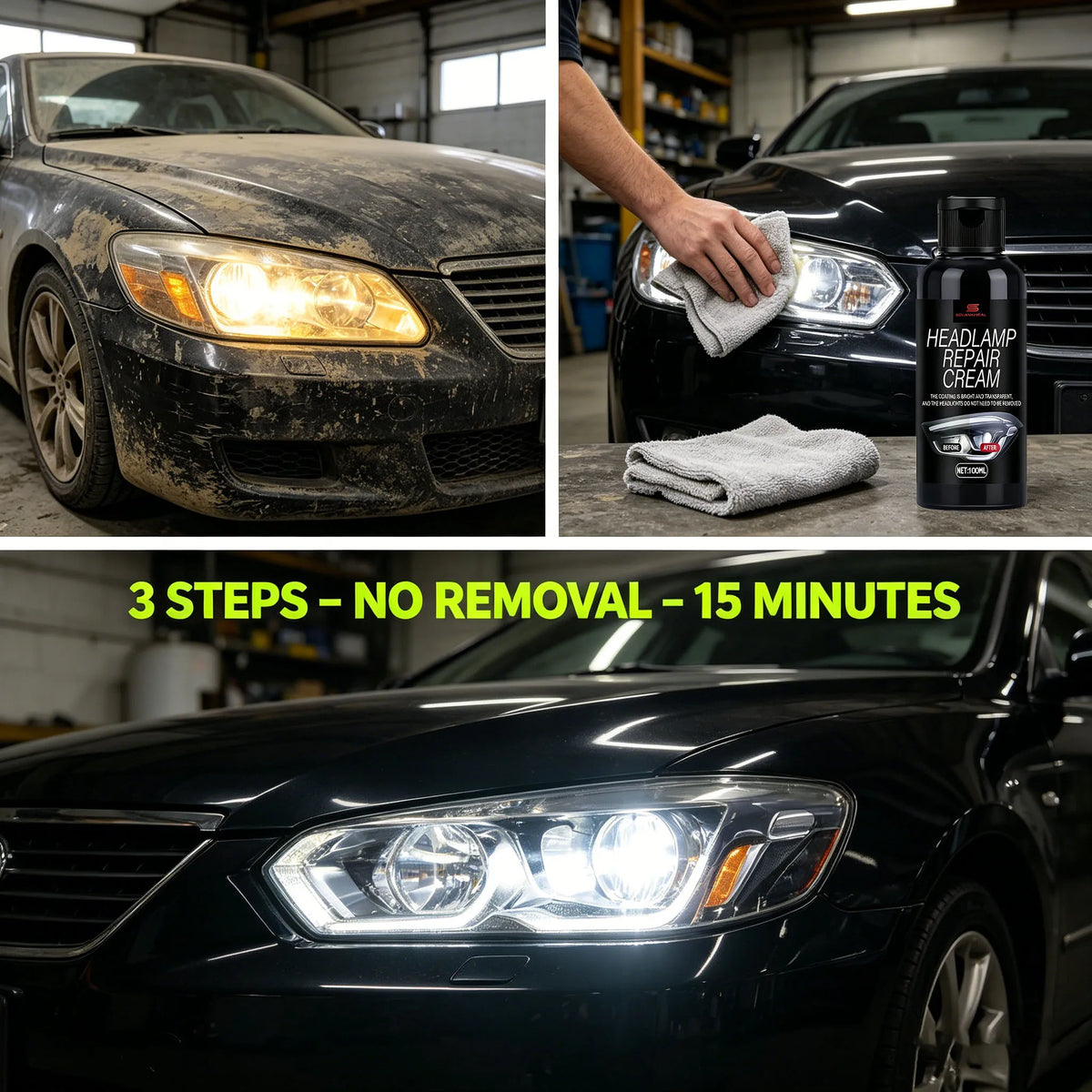 Headlamp Restoration Cream | Clears Foggy Yellowed Headlights Headlight Restoration Cream QXL