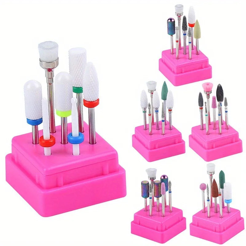 7-Pc Ceramic Nail Drill Bits Set | Gel Removal Manicure Kit Ceramic Nail Drill Bits QXL