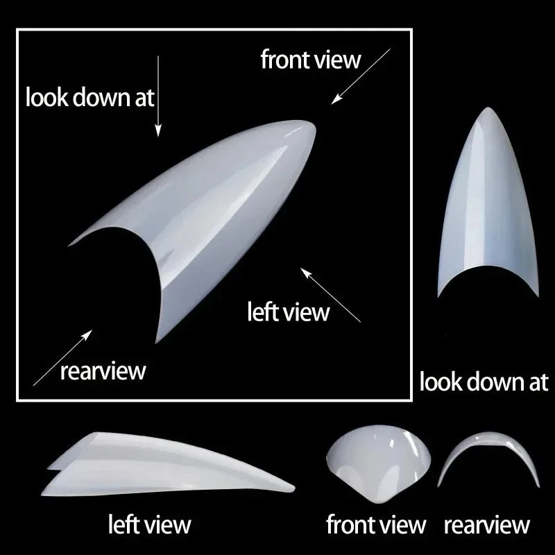 Water Drop French Pointed Clear False Nail Tips | ABS Set False Nail Tips QXL