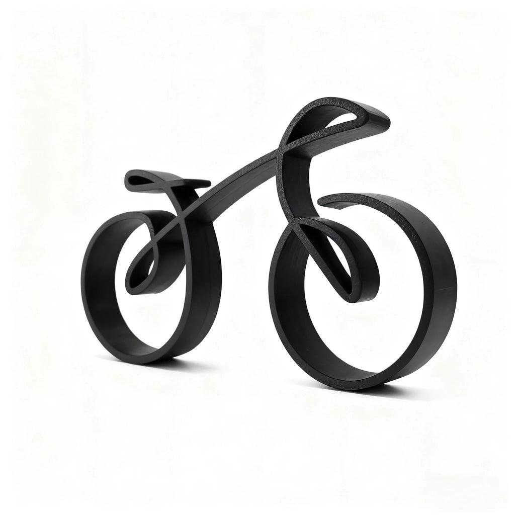 Minimalist 3D Printed Bike Sculpture | Cyclist Desk Décor Gift Desk Sculpture QXL black