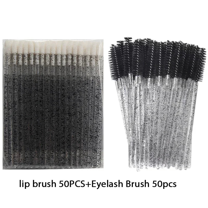 100-Pack Disposable Mascara Wands & Lip Applicators Set Disposable Makeup Applicators QXL M493 100pcs black Plastic
