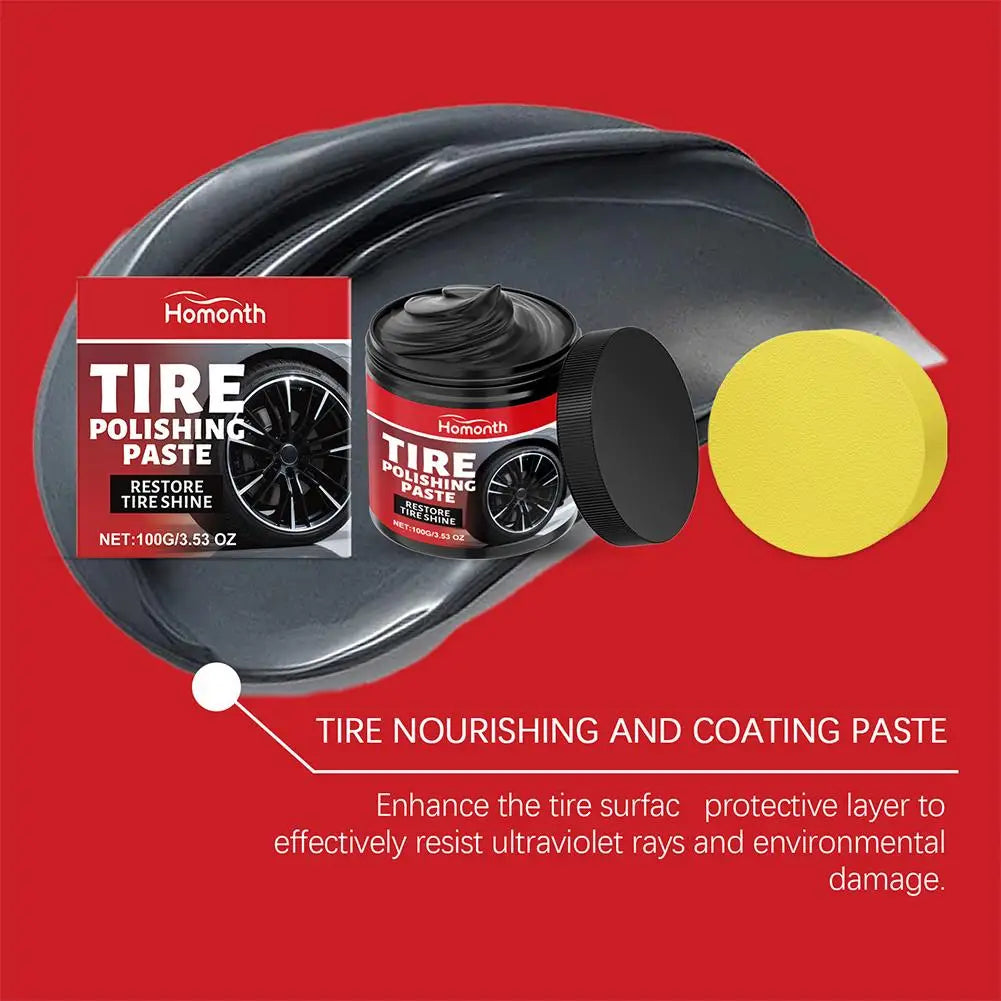 Tire Polishing Paste | Shine Coating Wax with Applicator Sponge Tire Shine Paste QXL