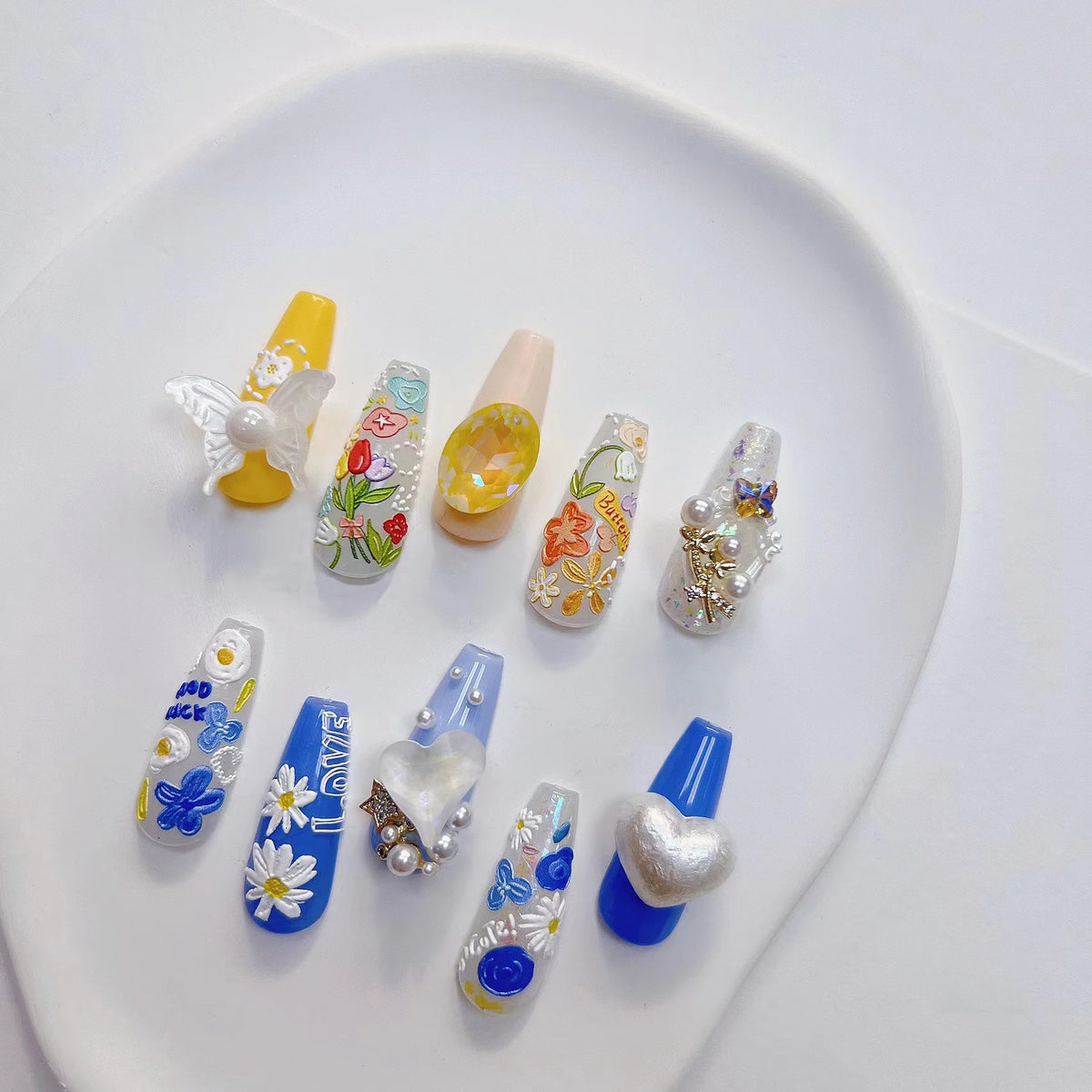 5D Embossed Crayon Flower Nail Art Stickers | Self-Adhesive Nail Art Stickers QXL