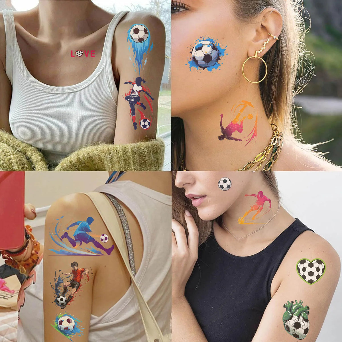10-Sheet Soccer Temporary Tattoo Stickers | Waterproof Football Temporary Tattoo Stickers QXL