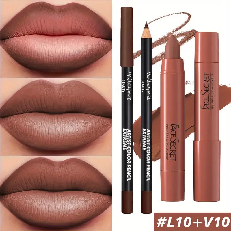 2-Piece Matte Velvet Lipstick Set | Waterproof Pink Lip Duo Matte Lipstick Set QXL set 4