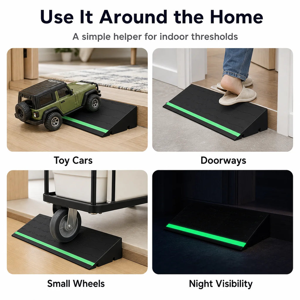 Indoor Plastic Threshold Ramp | Anti-Slip Glow Strip Doorway Slope Threshold Ramp QXL