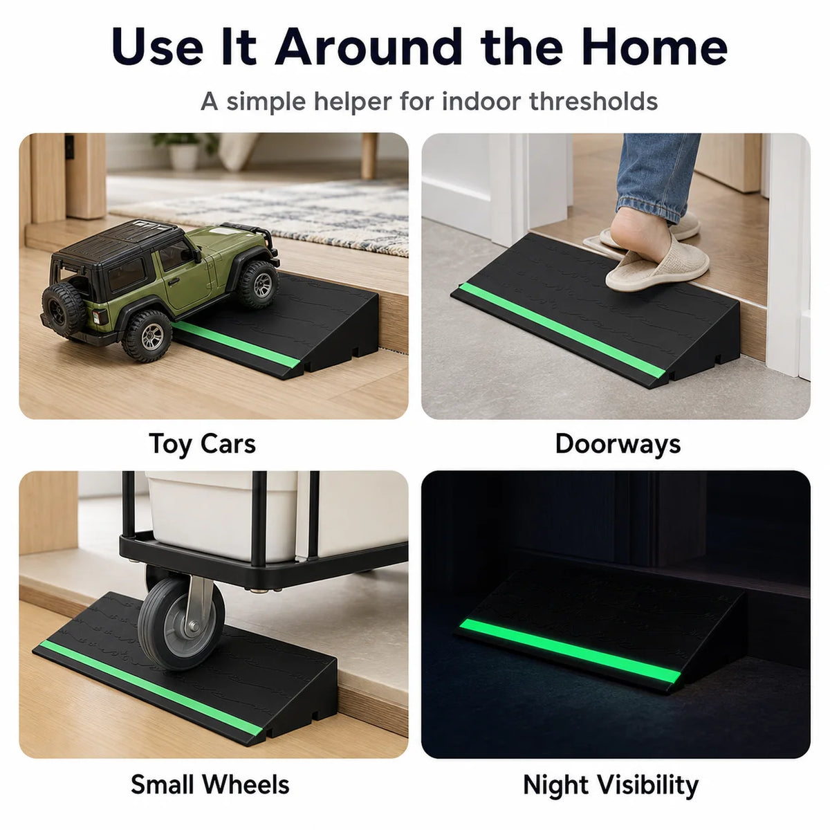 Indoor Plastic Threshold Ramp | Anti-Slip Glow Strip Doorway Slope Threshold Ramp QXL