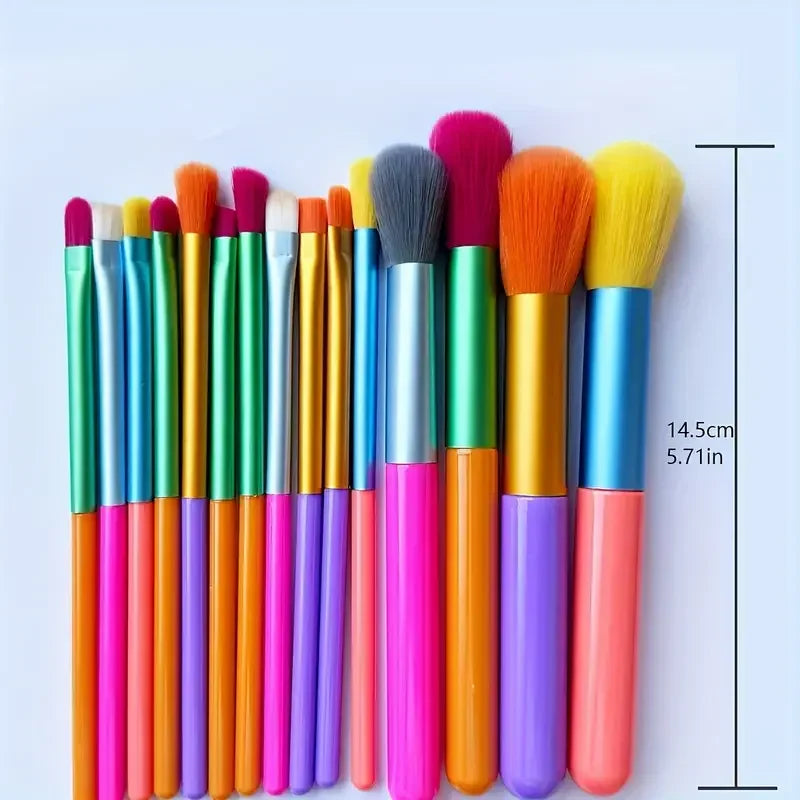 15-Pc Rainbow Makeup Brush Set | Foundation, Powder & Eyeshadow Makeup Brush Set QXL