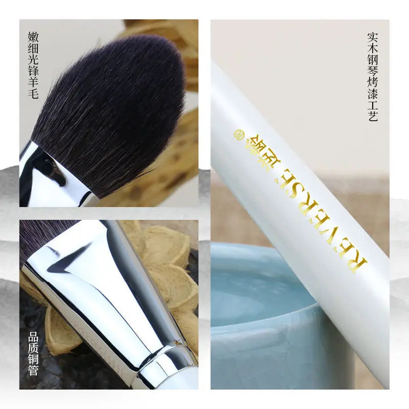Goat Hair Tongue-Shape Blush & Powder Makeup Brush | Soft Powder Makeup Brush QXL