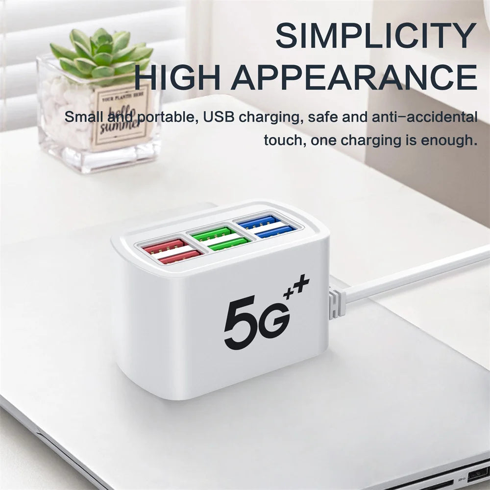 6-in-1 USB Desktop Charging Station 30W | EU & US Plug USB Charging Station QXL