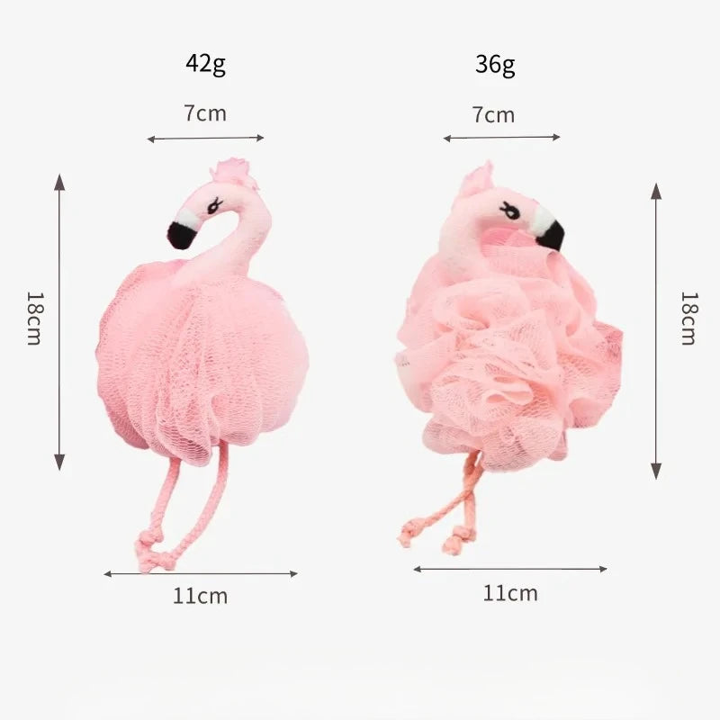 Flamingo Bath Sponge Foaming Mesh Ball | Soft Body Scrubber Bath Sponge Scrubber QXL