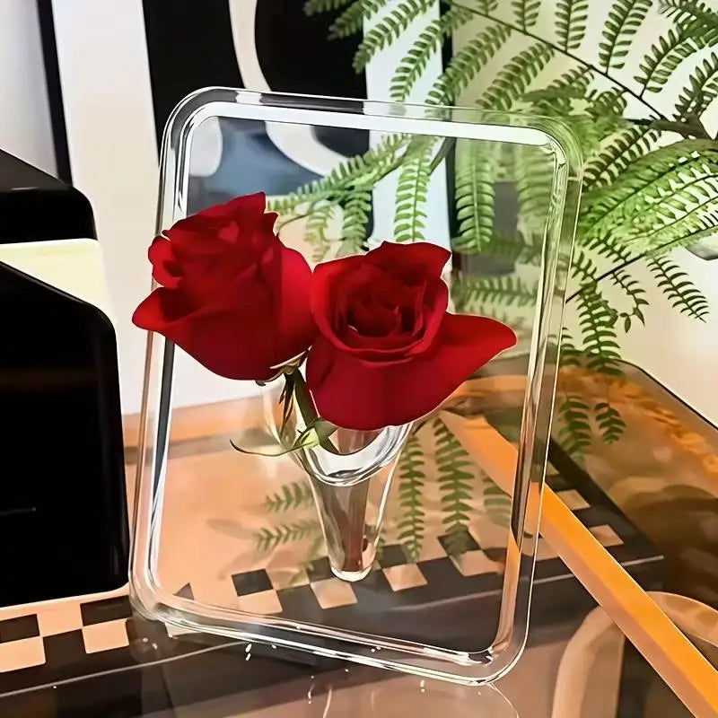 Clear Acrylic Rectangular Vase | Frame Design Home Decor Gift Decorative Vase QXL