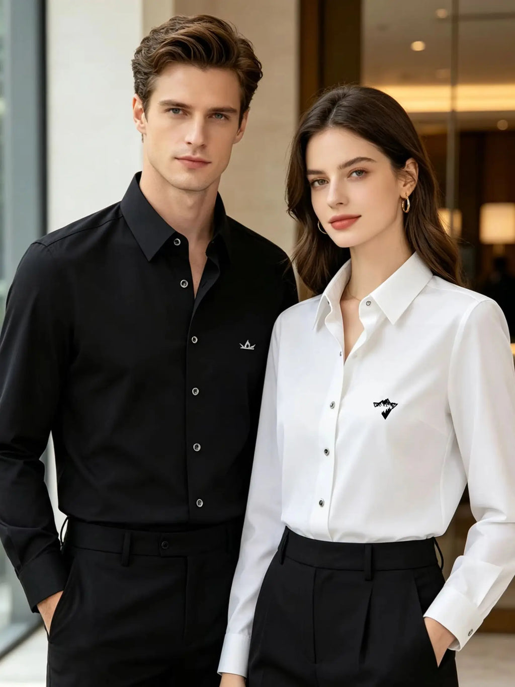 Men's Slim Fit Long Sleeve Business Casual Shirt | Wrinkle Free Business Casual Shirt QXL