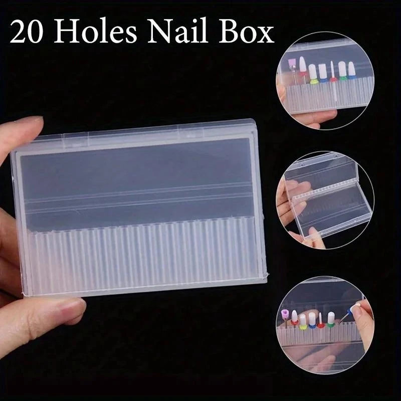 20-Hole Nail Drill Bit Holder Organizer Stand – Transparent Nail Bit Organizer QXL