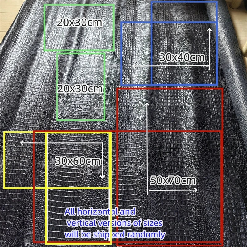 1.2mm Black Crocodile Grain Veg-Tanned Cowhide Leather Hide Craft Leather Hide QXL