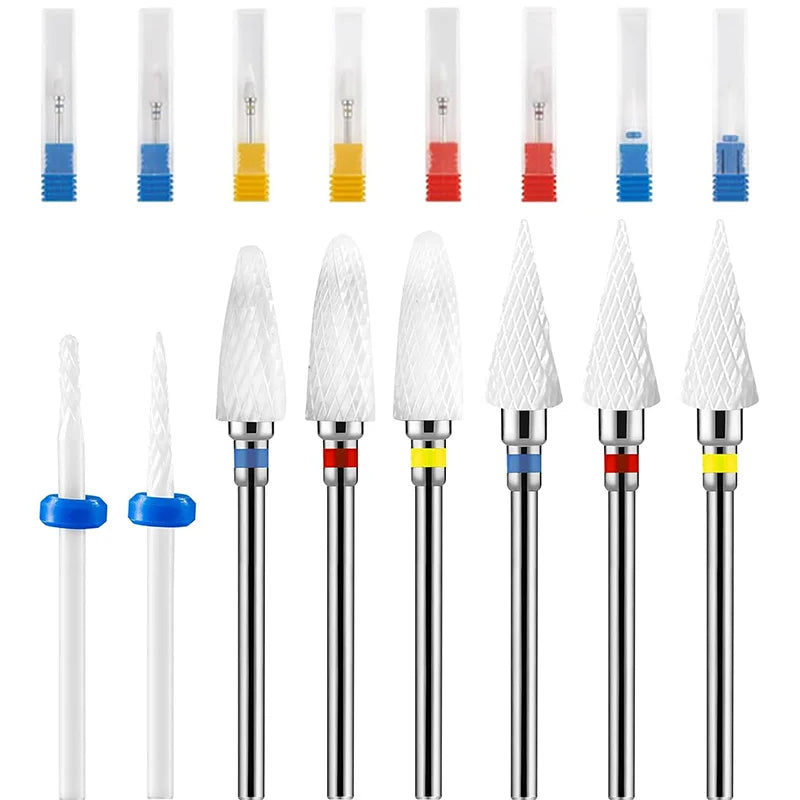8-Pack 3/32" Ceramic Nail Drill Bits | Cuticle Removal Set Ceramic Nail Drill Bits QXL 8PCS