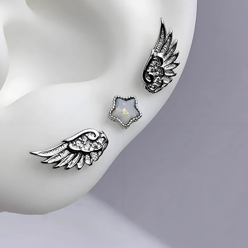 Wings Stud Earrings for Women | Stainless Steel Shiny Stud Earrings QXL A3
