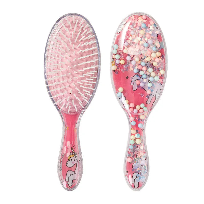 Unicorn Magic Detangling Massage Hair Brush – Anti-Static Detangling Hair Brush QXL Round red