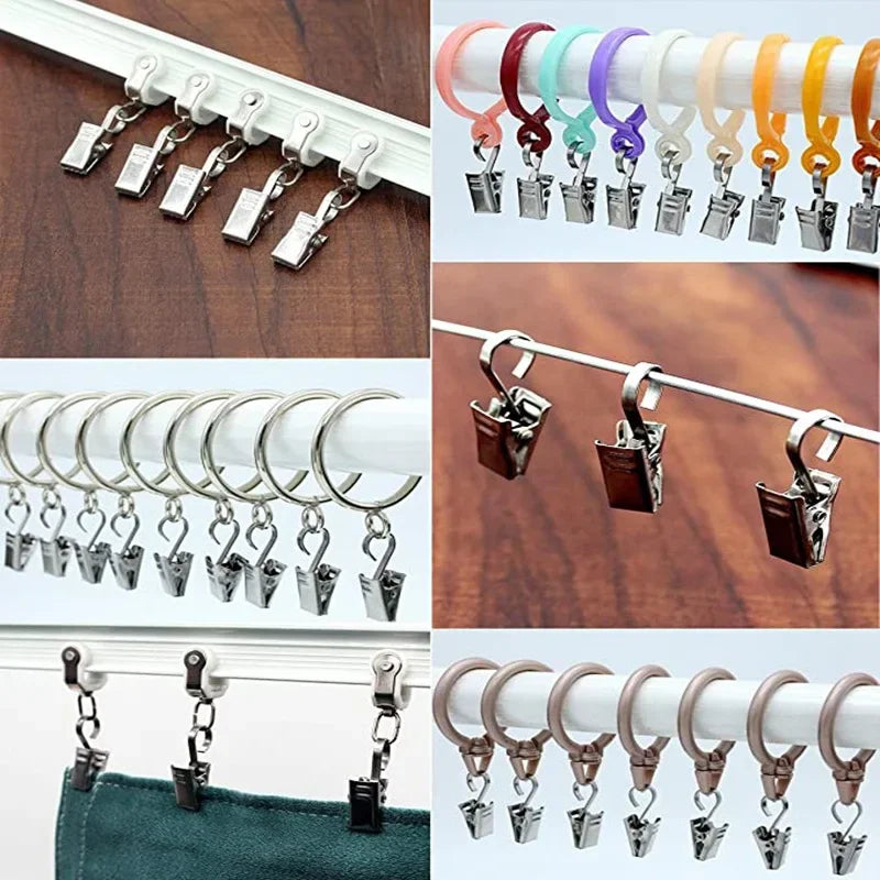 20-Pack Stainless Steel Curtain Clips with Hooks | Silver Curtain Clip Hooks QXL