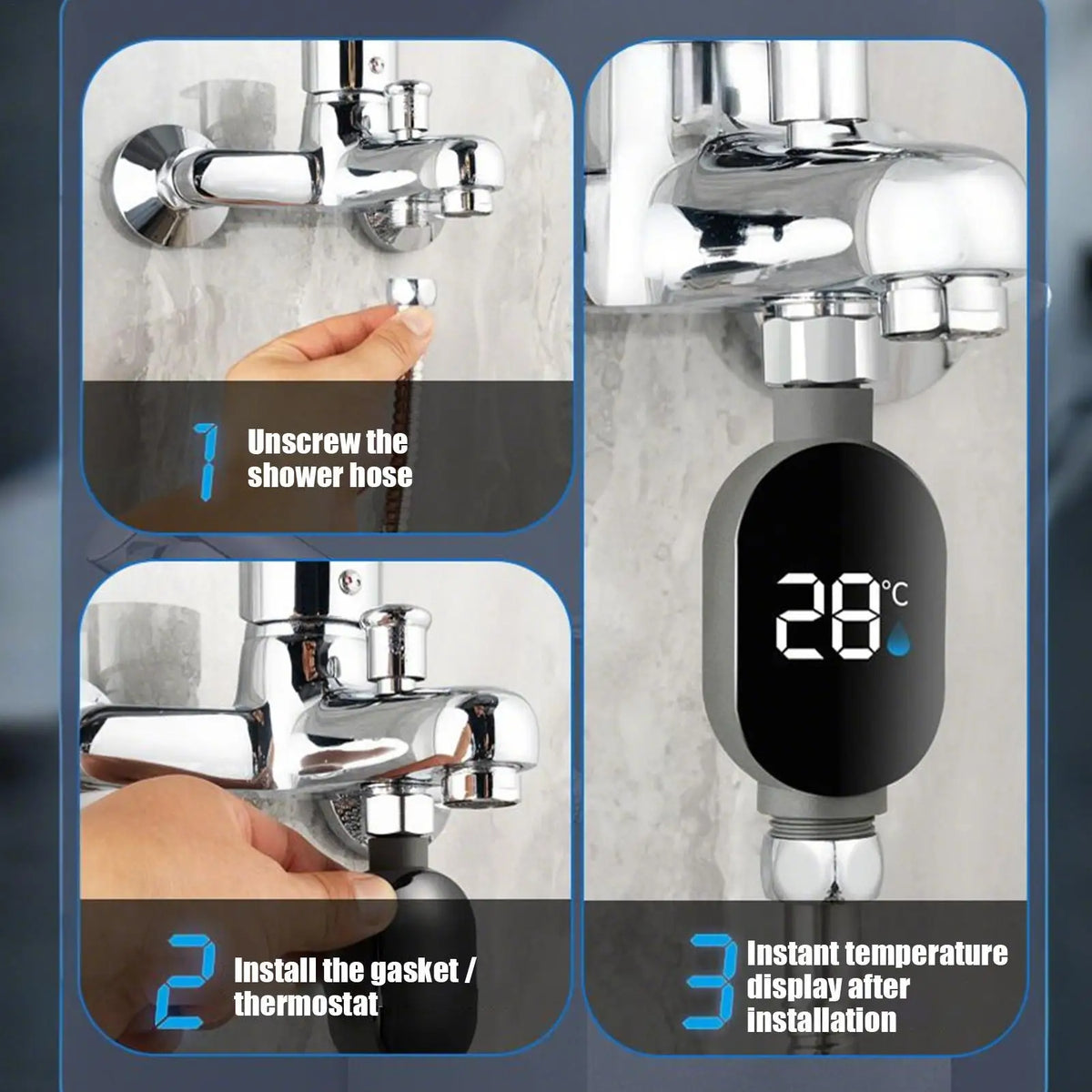 Digital Shower Thermometer – LED Water Temp Gauge | QXL Shower Thermometer QXL