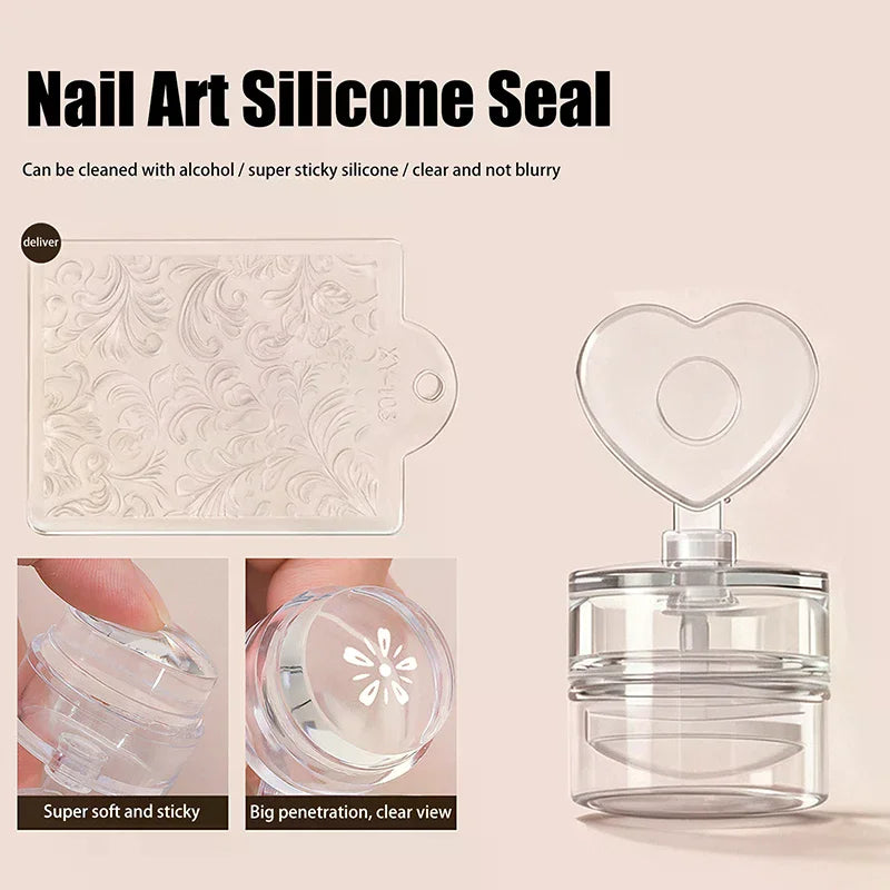 Transparent Jelly Nail Stamper & Scraper | French Tip Tool Nail Art Stamper QXL