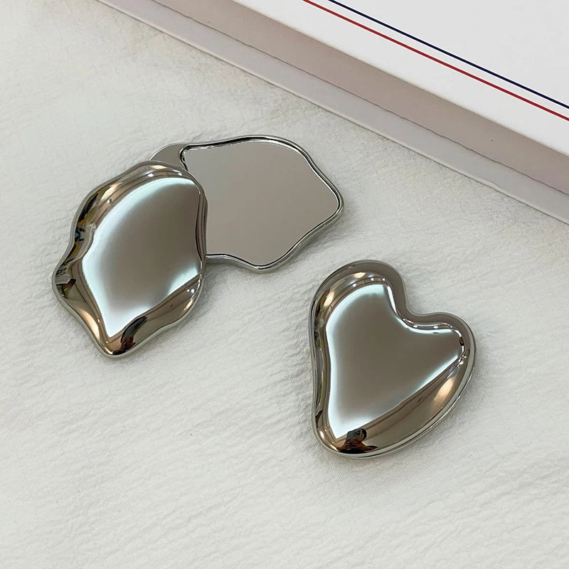 Heart Shape Portable Makeup Mirror | Handheld Cosmetic Mirror Handheld Makeup Mirror QXL