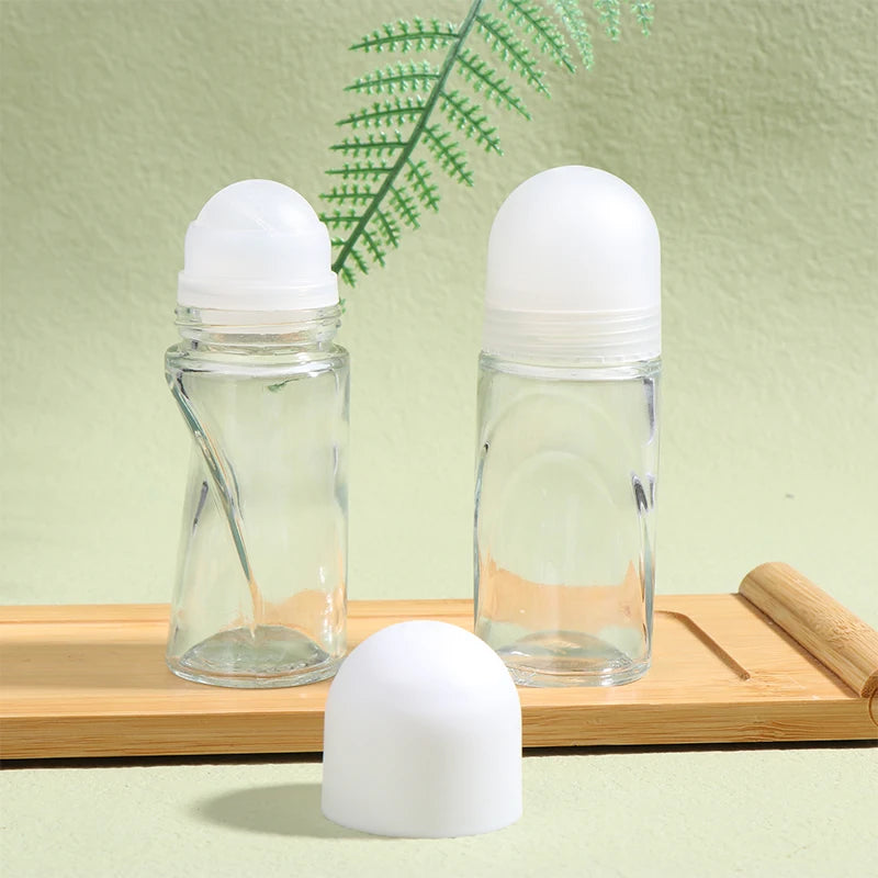 50ml Clear Glass Roll-On Bottle | Perfume & Essential Oil Glass Roller Bottle QXL