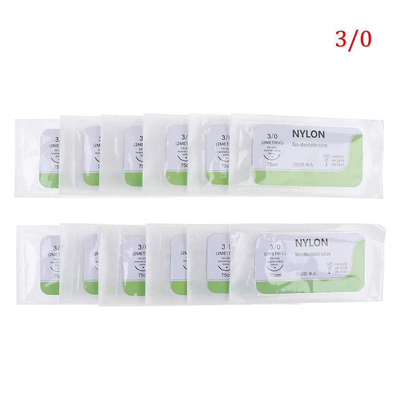 12-Pc Nylon Suture Practice Kit | Sizes 2.0, 3.0 & 4.0 Suture Training Kit QXL 3.0