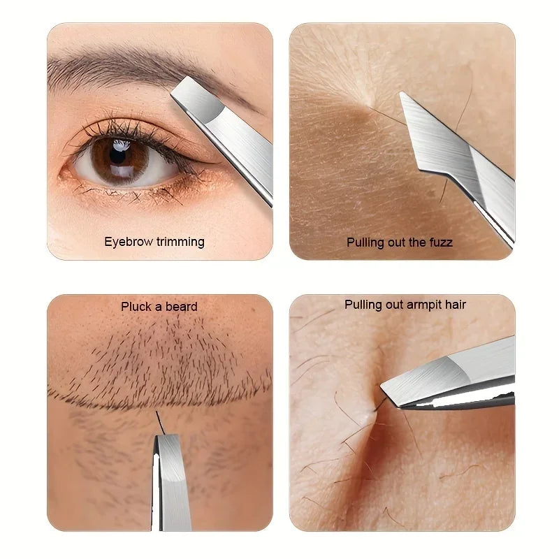 4-Pc Stainless Steel Precision Tweezers Set | Brow & Facial Precision Tweezers Set QXL