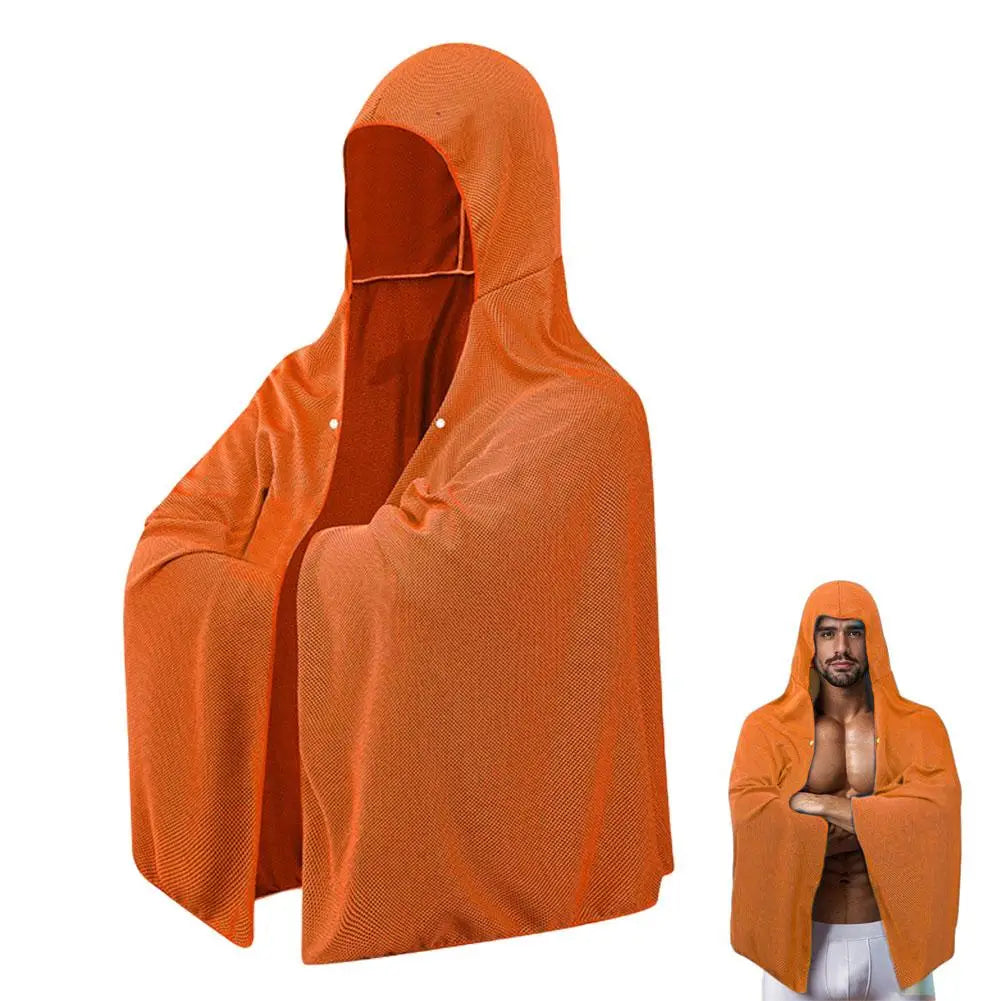 Hooded Cooling Poncho | UV Protection Beach & Outdoor Wrap Cooling Hooded Poncho QXL Orange