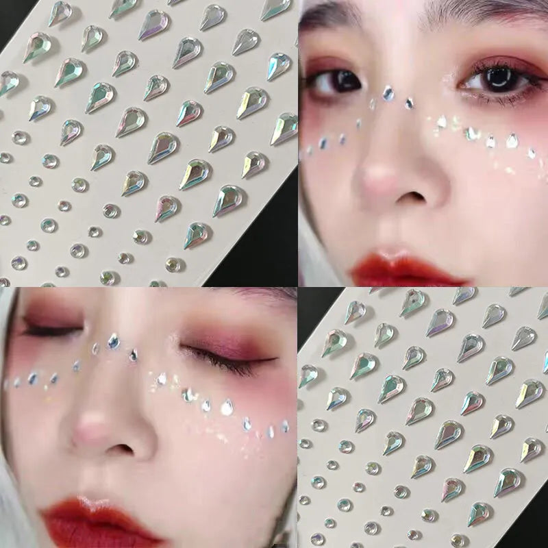 3D Crystal Rhinestone Face & Body Gems | Waterproof Glitter Face & Body Gems QXL