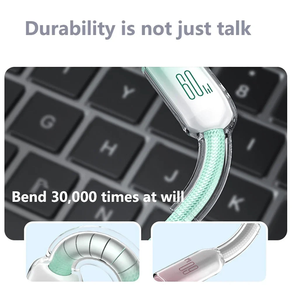 120W USB-C Fast Charging Cable | iPhone Samsung Xiaomi USB-C Charging Cable QXL