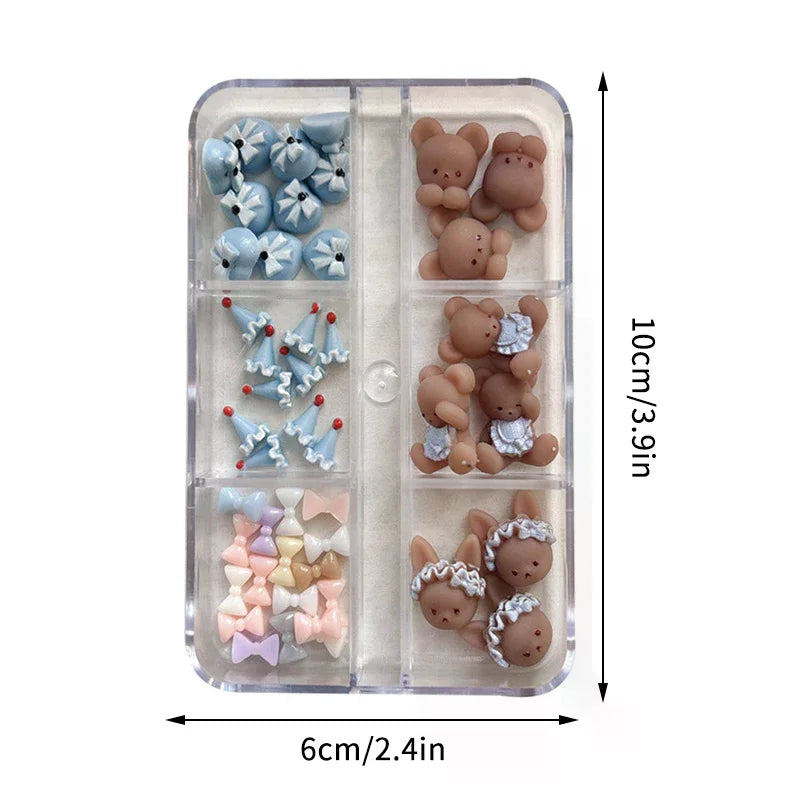 3D Bear & Bow Nail Art Charms – 10-Pack DIY Manicure Nail Art Charms QXL