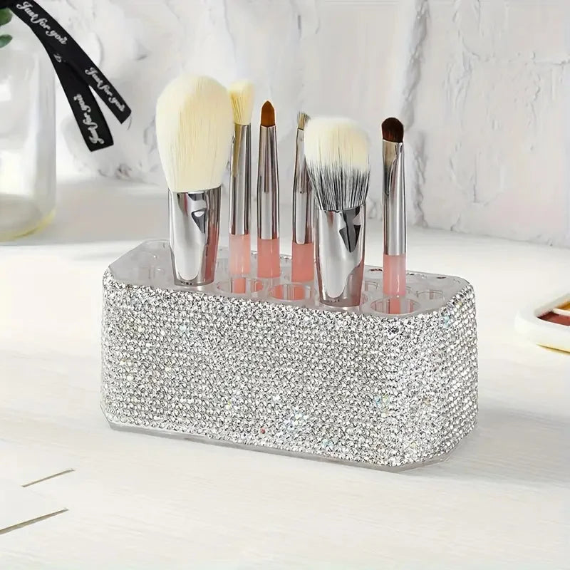 26-Hole Rhinestone Acrylic Makeup Brush Organizer & Holder Makeup Brush Organizer QXL