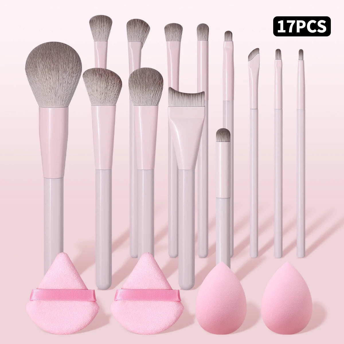 KOSSHOW 17-Piece Makeup Brush Kit | Face & Eye Brushes Makeup Brush Set QXL Pink