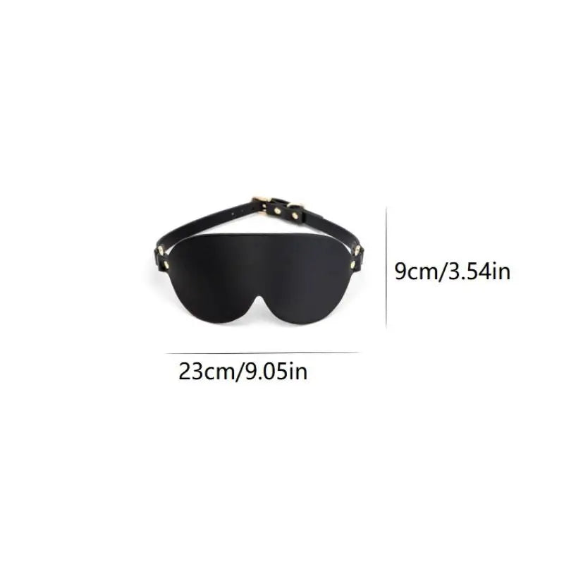 Black PU Leather Eye Mask | Adjustable Gold Buckle Sleep Mask Sleep Eye Mask QXL Black