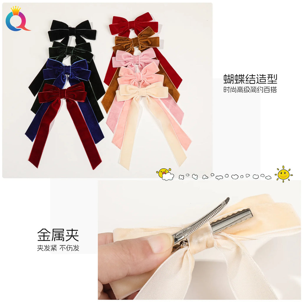 Velvet Bow Duckbill Hair Claw Clip | Volumizing Ponytail Hold Hair Claw Clip QXL