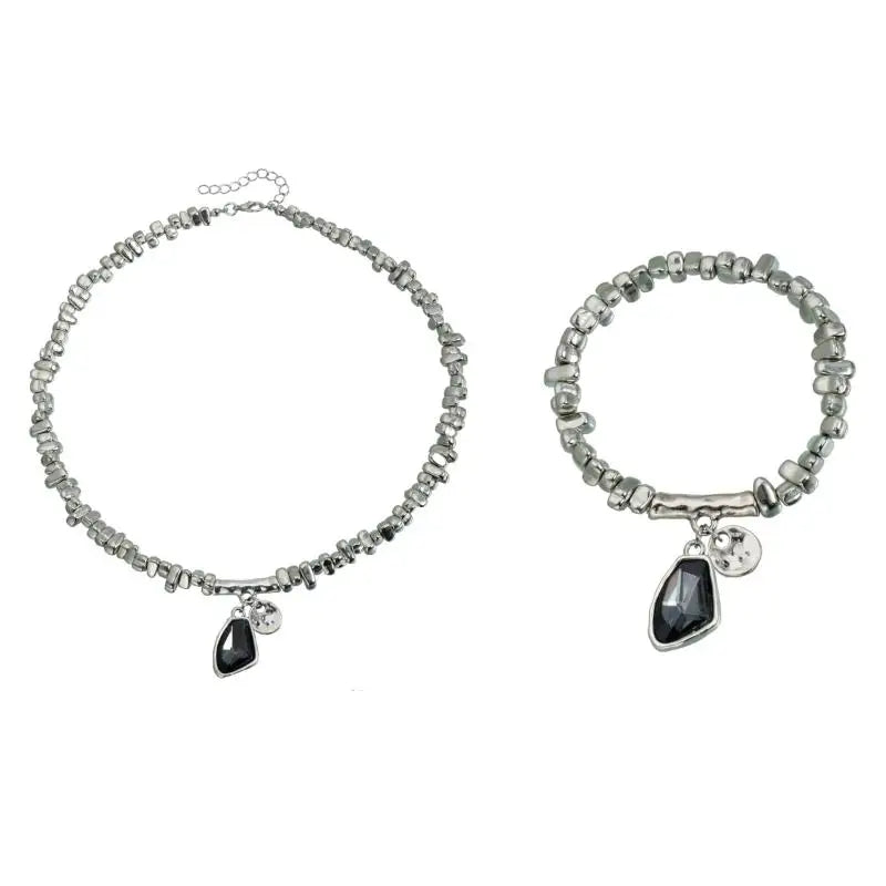 Crystal Pendant Necklace & Bracelet Set | Sparkling Women's Gift Crystal Jewelry Set QXL A3