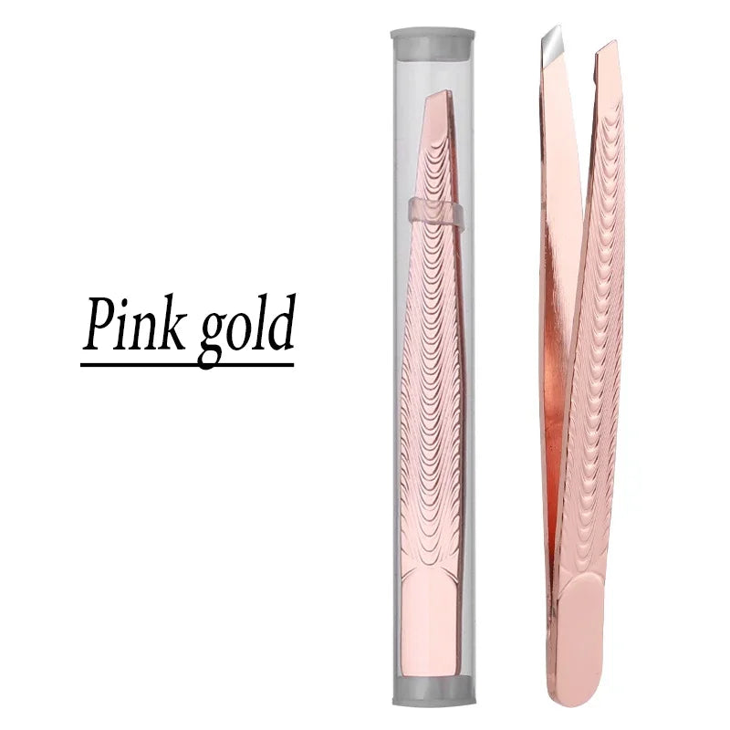 Stainless Steel Eyebrow Tweezer & Hair Plucker – Men & Women Eyebrow Tweezer QXL M158 Rose gold