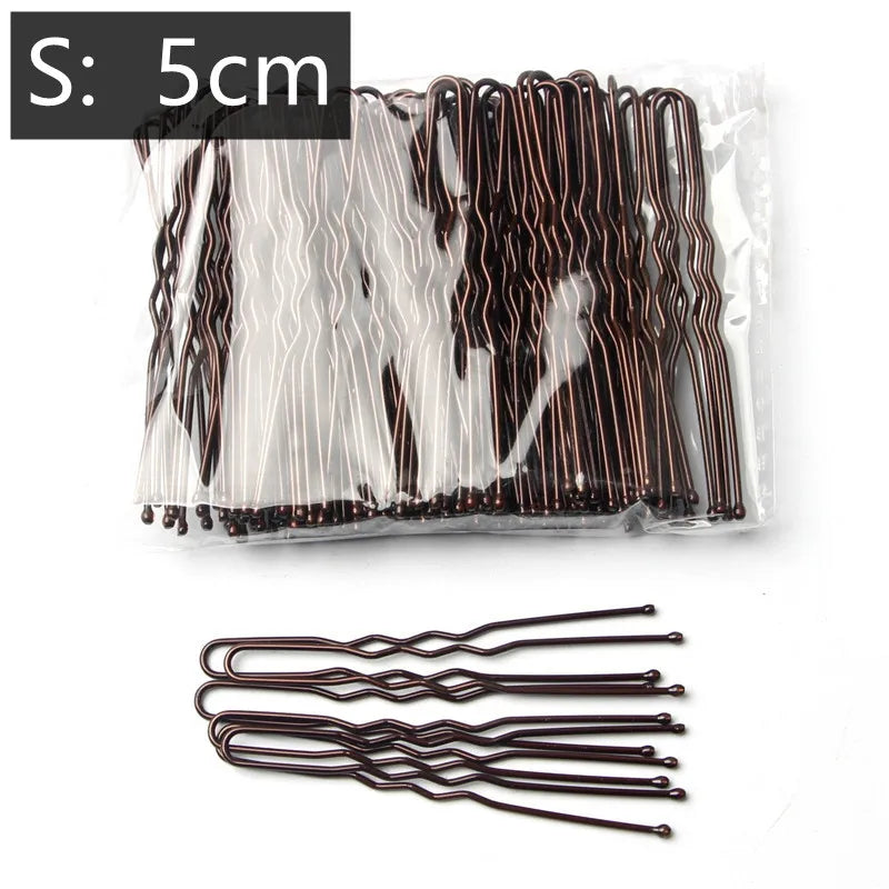 50-Pack U-Shaped Metal Bobby Pins | Wavy Hair Clips & Barrettes Hair Bobby Pins QXL A 50 pcs 5cm Brown