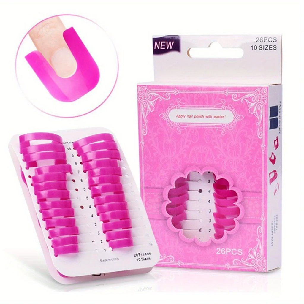 26-Pc Nail Varnish Shield Protectors | 10 Sizes French Tip Nail Varnish Shield QXL pink