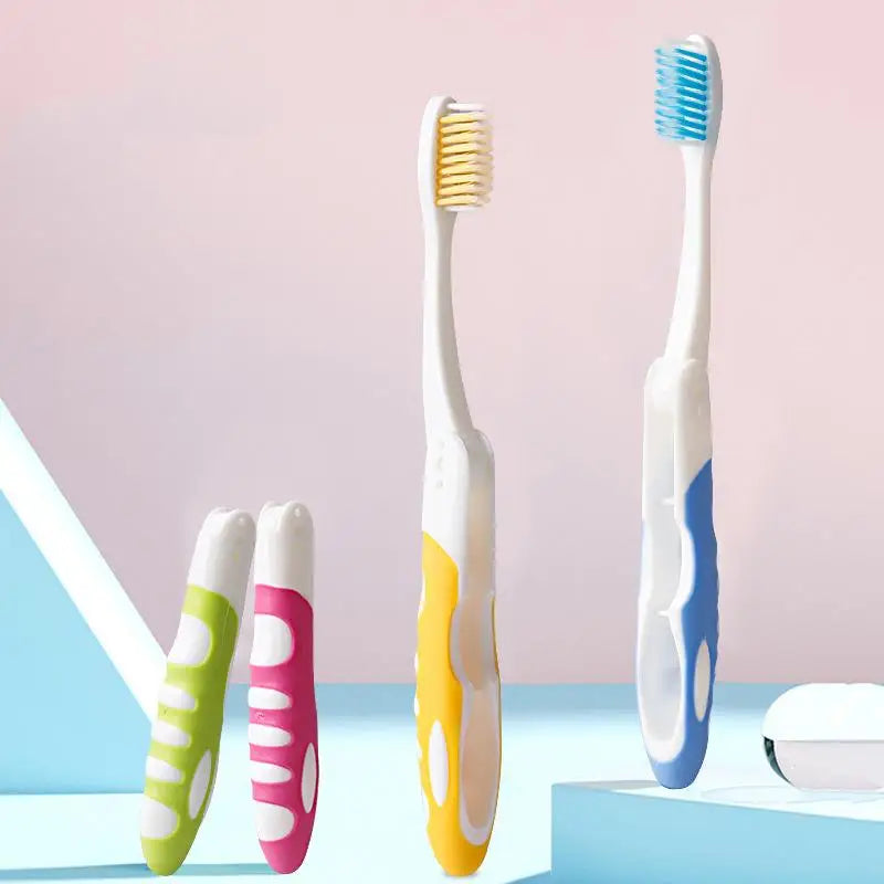 Folding Travel Toothbrush with Case | 2 & 4 Pack Compact Set Travel Toothbrush Set QXL