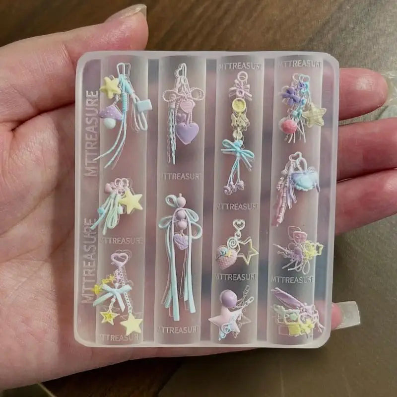 3D Bow Lace Chain Silicone Nail Mold | DIY Resin Charms Silicone Nail Mold QXL